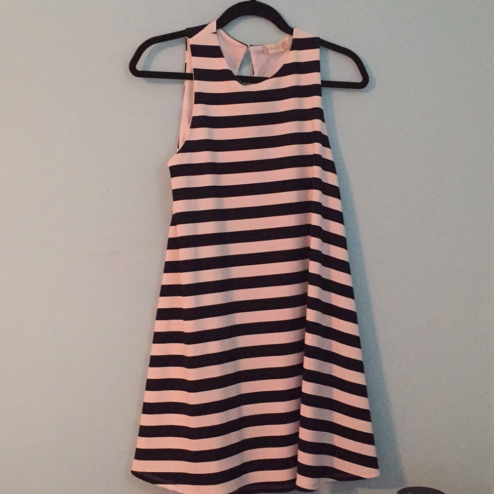 Black and white striped Altr’d state dress.